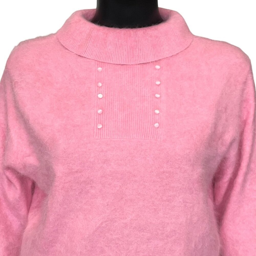 Vintage Toni Ann Pink Angora Wool Sweater Size 40 Fuzzy 1970s - Picture 3 of 9